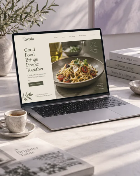 Makieta strony restauracji na laptopie